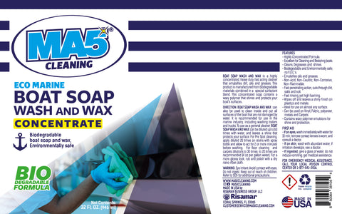 All-Purpose Boat Soap Wash and Wax - Concentrated Marine Cleaner for Interior & Exterior