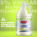 Gallon bottle of MA5 Cleaning 5% Vinegar All Purpose Cleaner on a green background