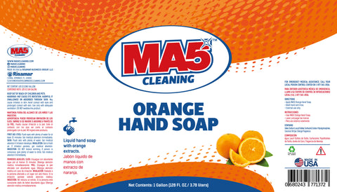 MA5x Orange Hand Soap product Label, Gallon presentation