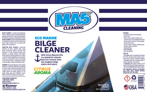 MA5 Cleaning Eco Marine Bilge Cleaner packaging with product image and text.