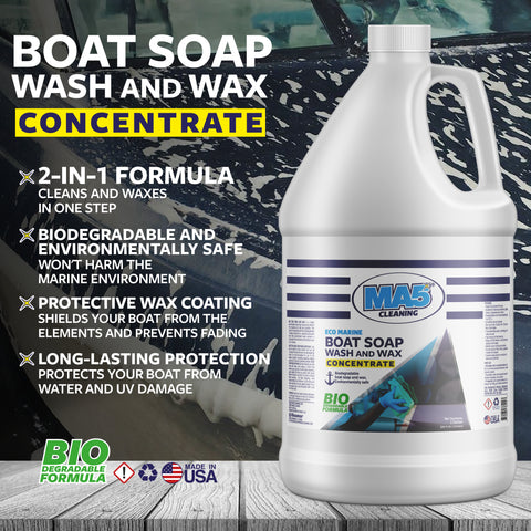 All-Purpose Boat Soap Wash and Wax - Concentrated Marine Cleaner for Interior & Exterior