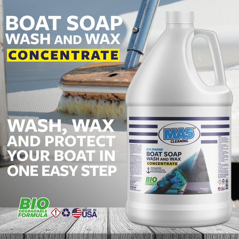 All-Purpose Boat Soap Wash and Wax - Concentrated Marine Cleaner for Interior & Exterior