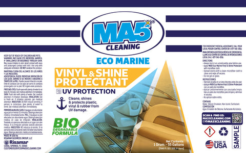 MA5X Eco Marine Vinyl Shine and Protectant 55-gallon drum label.