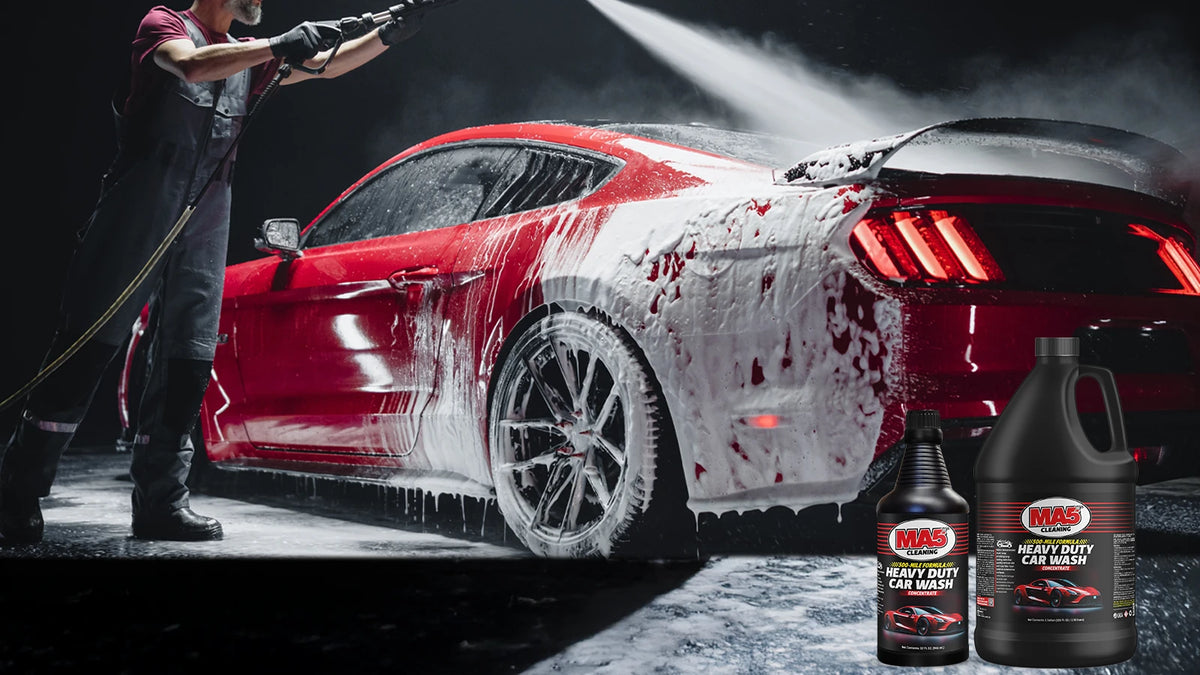 Washing car with foam gun