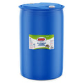 A large, sealed blue 55-gallon plastic drum of MA5X All Purpose Cleaner and Degreaser. The product label features a detailed image of a restroom and a title that reads "MA5X Cleaning, All Purpose Cleaner and Degreaser". The drum is sitting in a white studio-lit environment.