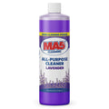 Purple bottle of MA5x Cleaning All-Purpose Cleaner in lavender scent, featuring a white label with red and blue branding. The label highlights “MORE CLEANING POWER” in yellow on blue, and includes lavender flower imagery. Net contents: 32 FL OZ (946 mL).