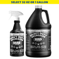 Ma5x Heavy-duty degreaser black bottles in 32 oz and 1 gallon sizes on a white background, with text for size selection.