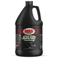 Black Gallon Container of MA5x Cleaning Ultra Shine Protectant, label with a dark background and showing interior car.
