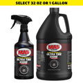 MA5x Ultra Tire Shine Spray bottle and gallon container on a white background with text for size selection.