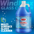 MA5x Cleaning WindMax Glass Cleaner refill bottle on a blue background with text and graphics.