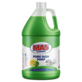 Green 1-gallon container of MA5x Cleaning Pure Dish Soap with a white and green label. Features bold blue product name, red and blue brand logo, and images of limes and clean dishes. Includes usage and safety info. Net contents: 128 FL OZ (3.78 L). Designed for effective dishwashing with a fresh lime scent.
