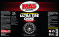 MA5x Cleaning Ultra Tire Shine Concentrate 32 oz  label with tire and branding on a black background