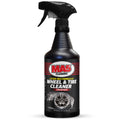 Black 32 oz spray bottle of MA5x Wheel & Tire Cleaner, label with a black background and tire and rim being washed. 