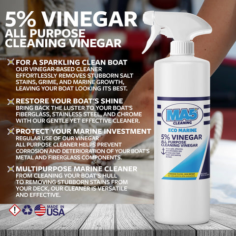 All-Purpose Vinegar Cleaner for Home and Boat - 5% Vinegar for Stains and Spots